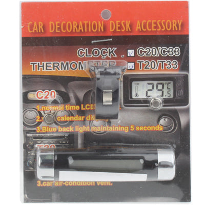 1.7 inch LCD Digital Thermometer for Car, Size:8.3x1.9x1.9cm(Black)