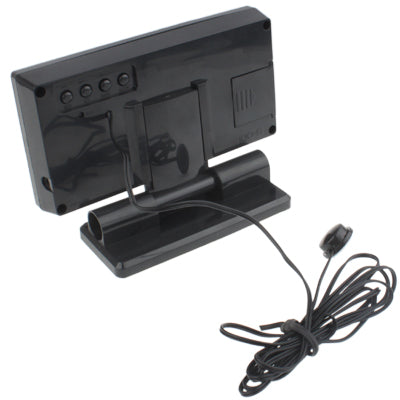 4.6 inch LCD Car Cigarette Lighter Powered Digital Clock + Voltage + Thermometer + Hygrometer, Size:12.6x6.5x2.5cm(Black)