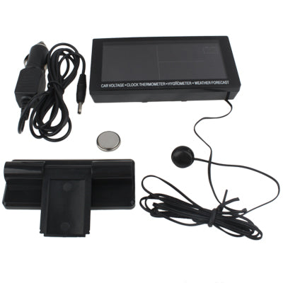 4.6 inch LCD Car Cigarette Lighter Powered Digital Clock + Voltage + Thermometer + Hygrometer, Size:12.6x6.5x2.5cm(Black)