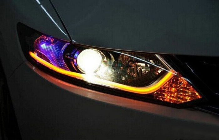 2 PCS 12V Car Daytime Running Lights Soft Article Lamp, Blue + Yellow Light, Length: 60cm