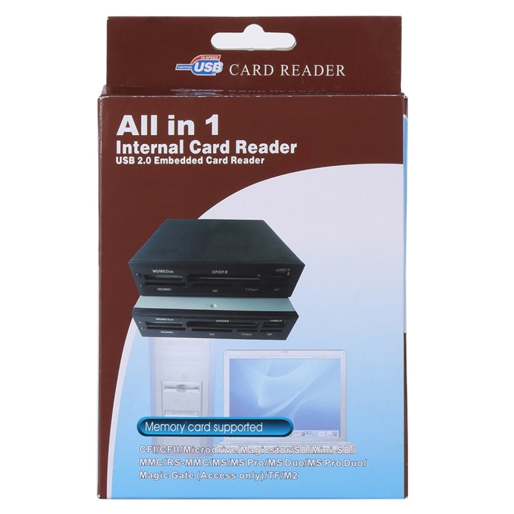 All in 1 Internal XD /SD /MMC /T-Flash /MS PRO Duo /CF /M2 Memory Card, USB 2.0 Embedded Card Reader(Black)