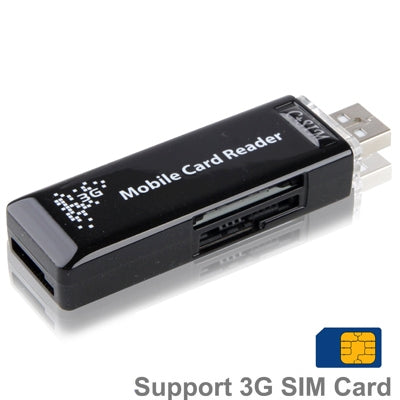All in 1 USB Flash Disk Style Card Reader Support SD / MMC / RS-MMC / Mini SD / T-Flash / MS / MS PRO / MS DUO / M2 / 3G SIM / Card Reader(Black)