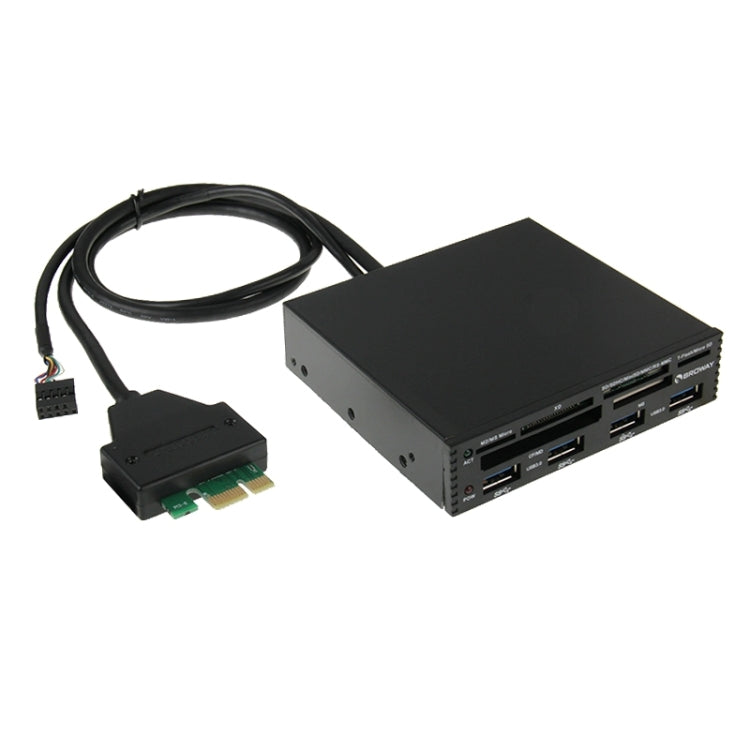 3.5 inch PCI-E to USB 3.0 Metal Internal Combo (4 Ports USB 3.0 HUB + All in 1 Card Reader), Support SD / TF / XD / MS / M2 / CF Card