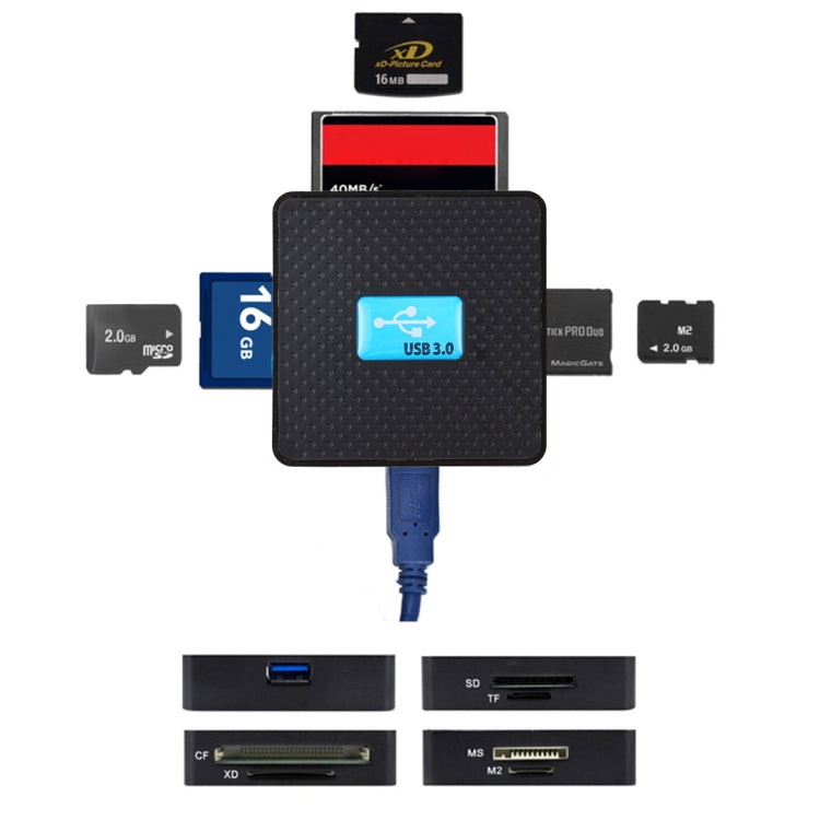 USB 3.0 All-in-1 Card Reader, Super Speed 5Gbps, Support CF / SD / TF / M2 / XD Card