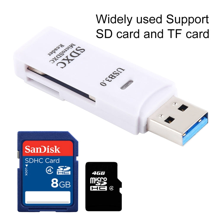 2 in 1 USB 3.0 Card Reader, Super Speed 5Gbps, Support SD Card / TF Card