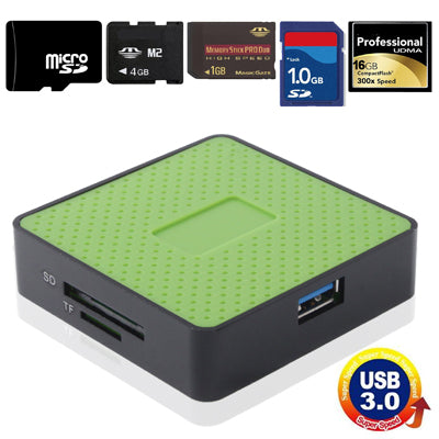Super Speed USB 3.0 Card Reader, Compatible with SD / Micro SD / CF / XD / MS / M2 Card,