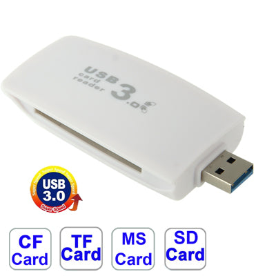 Hi-Speed 4 Slot USB 3.0 Universal Card Reader, Support SD / MS / TF / CF Card(White)