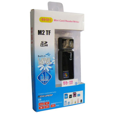Mini Card Reader / Writer, Support Card: SD/MMC, MS, TF, M2(Black)