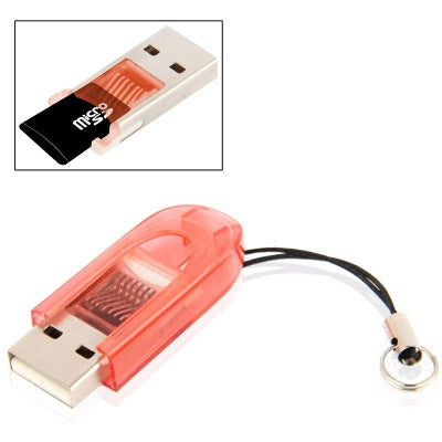 Mini Translucent T-Flash / Micro SD Card Reader with Lanyard, Random Color Delivery