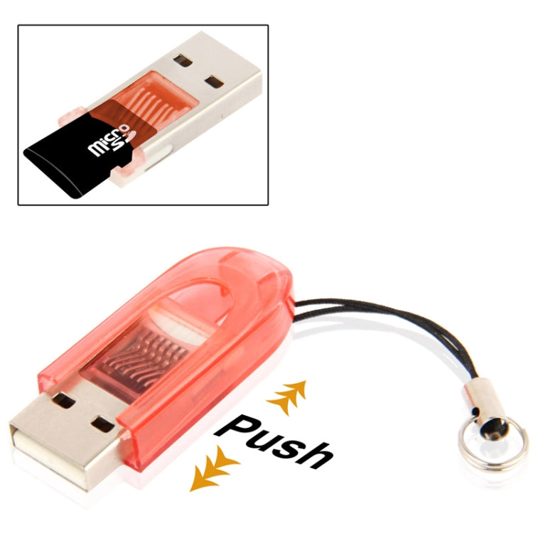 Mini Translucent T-Flash / Micro SD Card Reader with Lanyard, Random Color Delivery