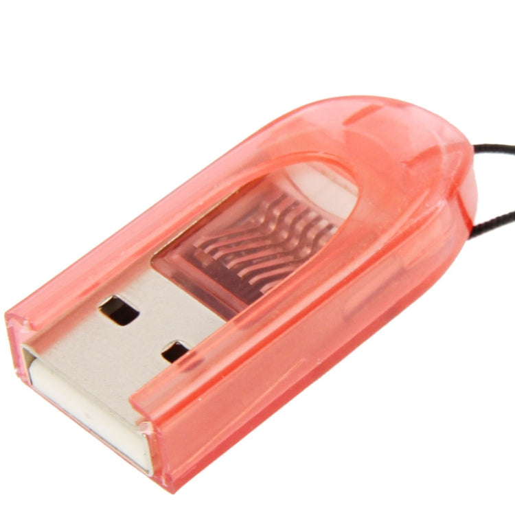 Mini Translucent T-Flash / Micro SD Card Reader with Lanyard, Random Color Delivery