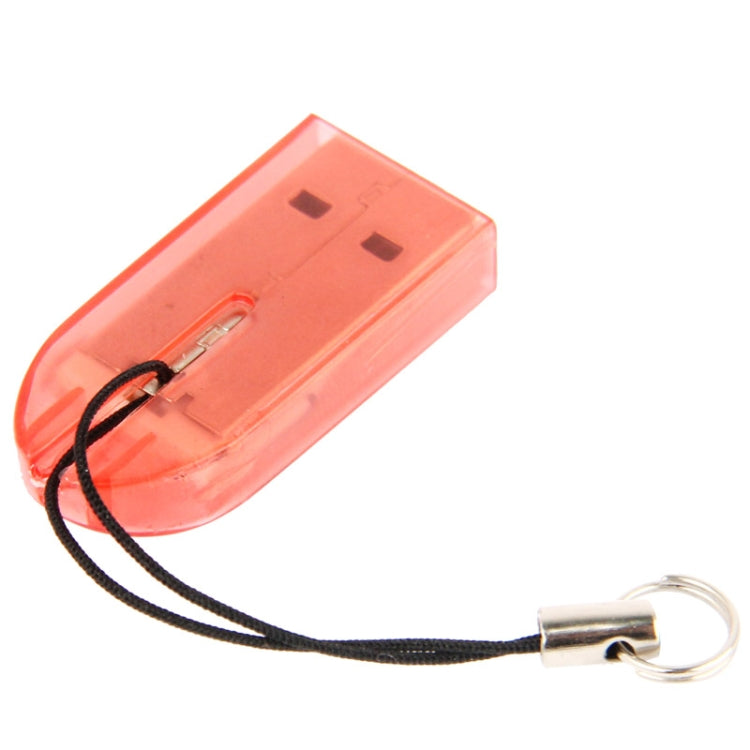Mini Translucent T-Flash / Micro SD Card Reader with Lanyard, Random Color Delivery