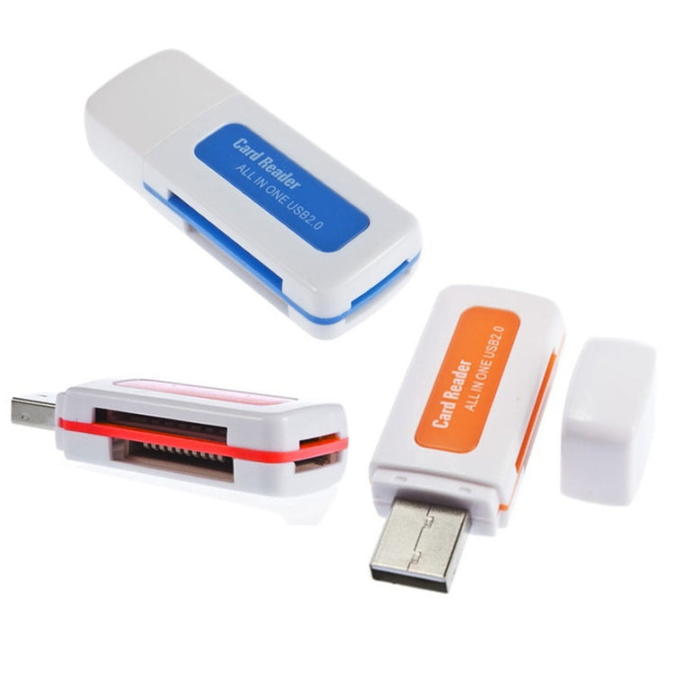 10 PCS Mini All in 1 USB 2.0 SD / MMC /TF /Micro MS M2 Smart Card Reader, Random Color Delivery