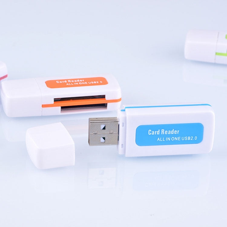 10 PCS Mini All in 1 USB 2.0 SD / MMC /TF /Micro MS M2 Smart Card Reader, Random Color Delivery