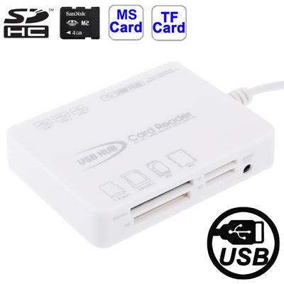3 Ports USB 2.0 HUB + All in 1 Card Reader, Support TF / SD / M2/ MS Card