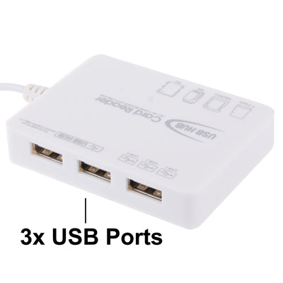 3 Ports USB 2.0 HUB + All in 1 Card Reader, Support TF / SD / M2/ MS Card
