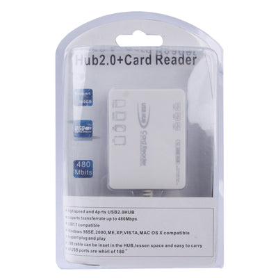 3 Ports USB 2.0 HUB + All in 1 Card Reader, Support TF / SD / M2/ MS Card