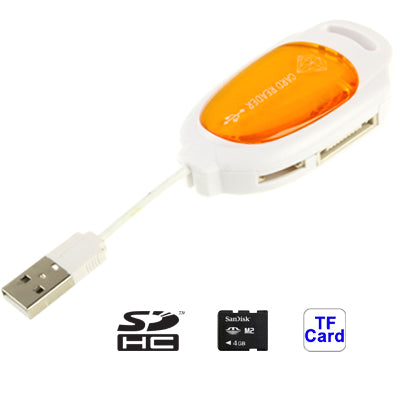 All in 1 Mini USB 2.0 Card Reader, Support SDHC/RS MMC/Mini SD/TF/M2 Card(Orange)