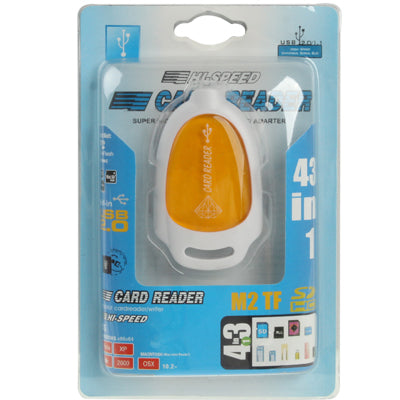 All in 1 Mini USB 2.0 Card Reader, Support SDHC/RS MMC/Mini SD/TF/M2 Card(Orange)