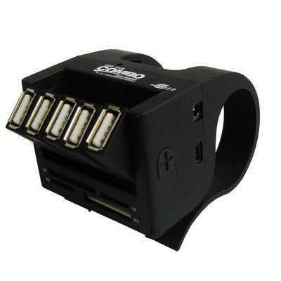 Ultra combo 5 Port USB 2.0 Clip-On Hub with Card Reader: SD/MMC,MS,TFï¼ŒM2(Black)