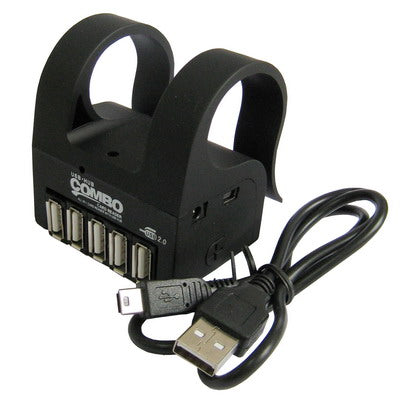 Ultra combo 5 Port USB 2.0 Clip-On Hub with Card Reader: SD/MMC,MS,TFï¼ŒM2(Black)
