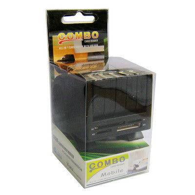 Ultra combo 5 Port USB 2.0 Clip-On Hub with Card Reader: SD/MMC,MS,TFï¼ŒM2(Black)