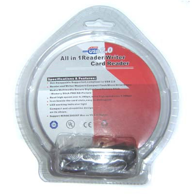 All In 1 Card Reader, Support SD/MMC, MS, XD, CF, SM Card