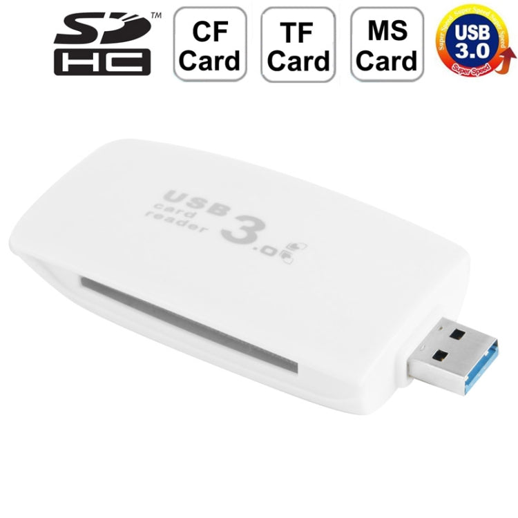 Super Speed USB 3.0 Card Reader & Writer, Support SD Card / TF Card / Ms Card / CF Card(White)