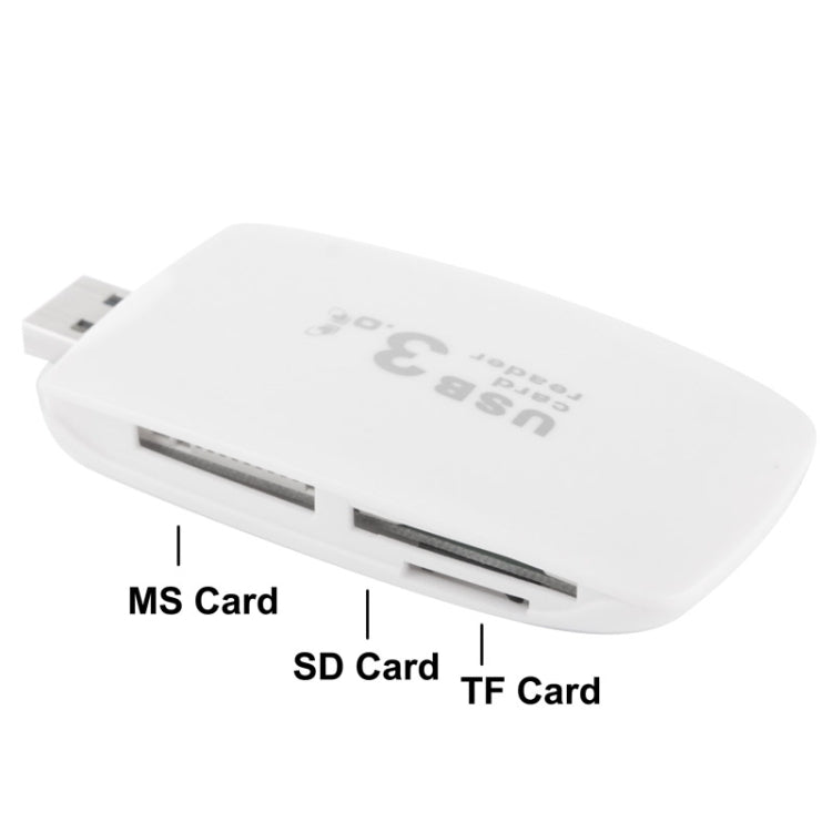 Super Speed USB 3.0 Card Reader & Writer, Support SD Card / TF Card / Ms Card / CF Card(White)