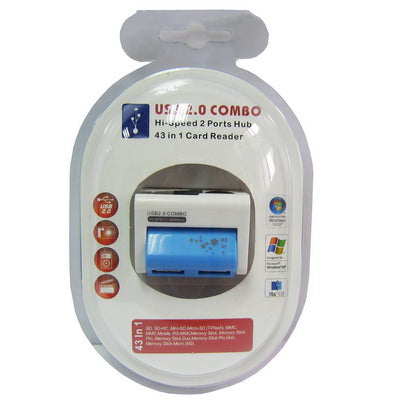 Hi-speed Card Reader & 2 Ports HUB, Support Card:SD/MMC,MS,TFï¼ŒM2