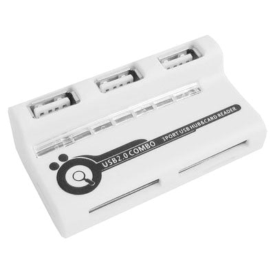 Hi-Speed Card Reader/Writer with 3 Ports USB HUB, Support Card: SD/MMC,MS,TFï¼ŒM2(White)