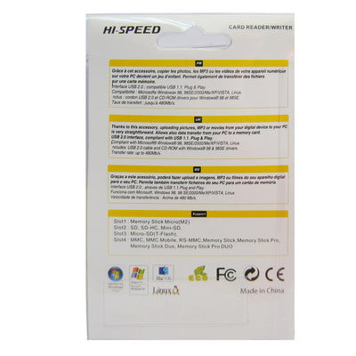 Hi-Speed Card Reader/Writer with 3 Ports USB HUB, Support Card: SD/MMC,MS,TFï¼ŒM2(White)