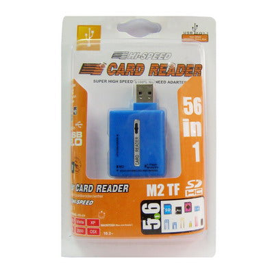 56 in 1 Hi-Speed Card Reader, Support Memory card: SD/MMCï¼ŒMSï¼ŒTFï¼ŒM2(Blue)