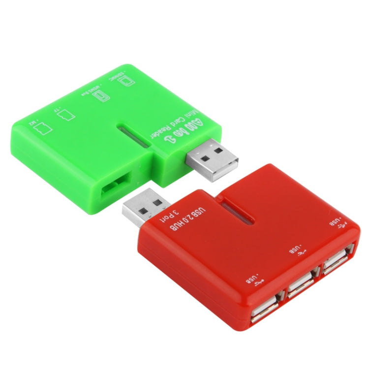 All in 1 Card Reader + 4 Ports USB 2.0 HUB Combo, Support SD / MMC / MS / TF / M2 Card