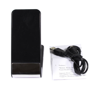 2 in 1 USB 2.0 Card Reader + Mobile Phone Holder, Support SD / TF / MS / M2 Card(Black)