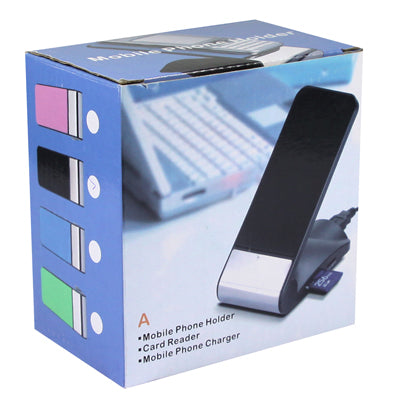 2 in 1 USB 2.0 Card Reader + Mobile Phone Holder, Support SD / TF / MS / M2 Card(Black)