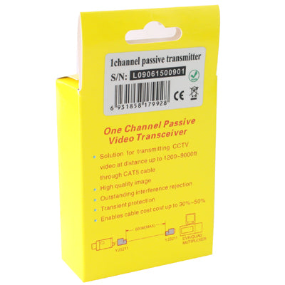 2 PCS 1 Channel Passive Video Transceiver(Black)