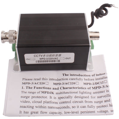 2 In 1 CCTV Video Monitor Surge Protection Arrester (MPD-2 / 220VAC)(Black)