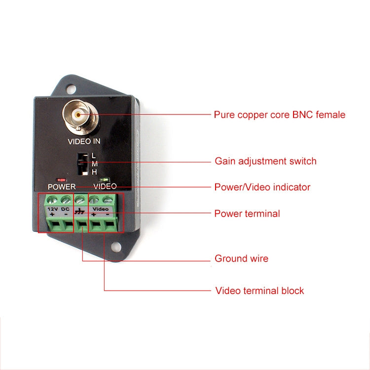 Active CCTV UTP Twisted Pair Video Balun Transmitter and Receiver