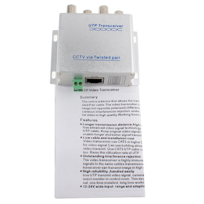 4 BNC Channel to RJ45 CCTV UTP Passive Video Transceiver