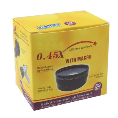 0.45X 58mm Wide Angle Lens with Macro for Canon 350D / 400D / 450D / 500D / 1000D / 550D / 600D / 1100D(Black)