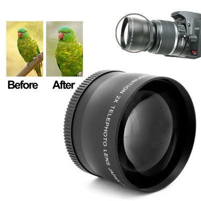 2X 58mm Professional Telephoto Lens for Canon 350D / 400D / 450D / 500D / 1000D / 550D / 600D / 1100D(Black)
