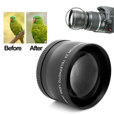 2X 58mm Professional Telephoto Lens for Canon 350D / 400D / 450D / 500D / 1000D / 550D / 600D / 1100D(Black)