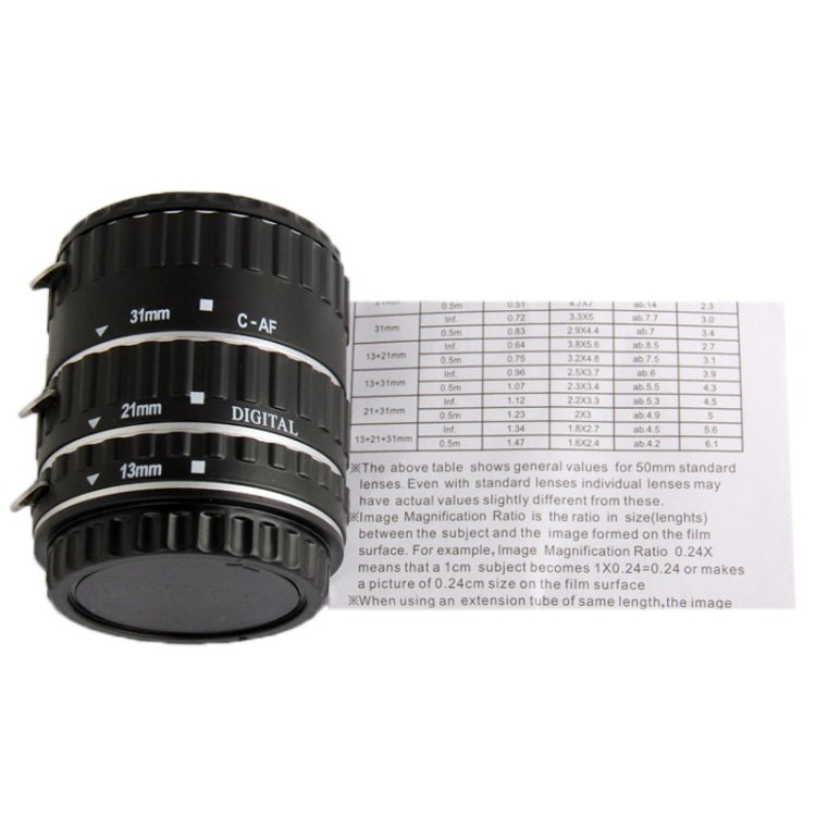 Auto Macro Extension Tube Set for Canon DSLR, Material: ABS + Aluminum Alloy(Black)