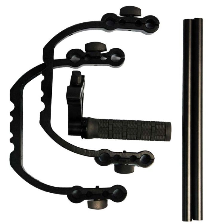 Double C-Shaped Brackets + Top Handle Grip + Catheter for SLR Cameras(Black)