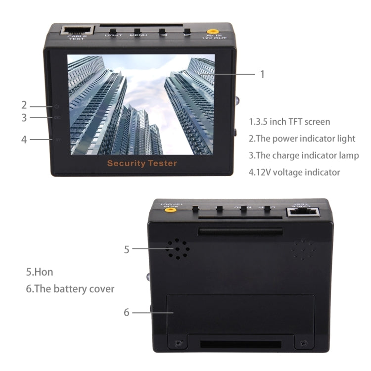 3.5 inch TFT LED Audio Video Security Tester CCTV Camera Test Monitor