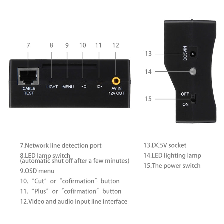 3.5 inch TFT LED Audio Video Security Tester CCTV Camera Test Monitor