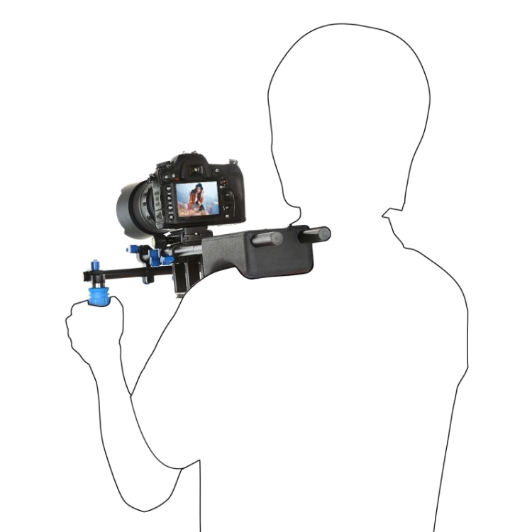 DSLR Shoulder Mount Stabilizer with Pad & Hand Grip & 15mm Rail Rod for Camera