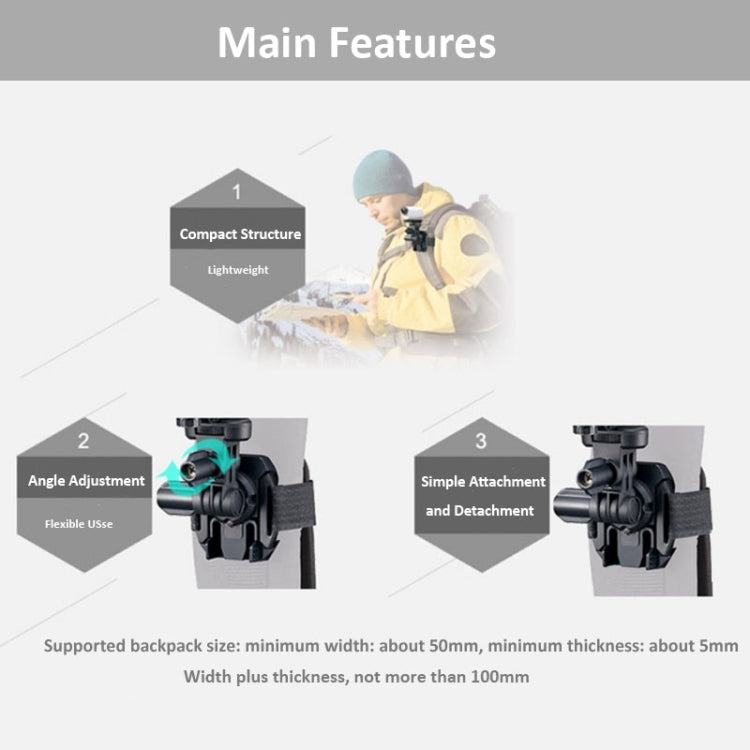 Dazzne DZ-BPM1 Backpack Mount for Sony Action Camera FDR-X1000V / HDR-AS200V / HDR-AS20 / HDR-AZ1VR
