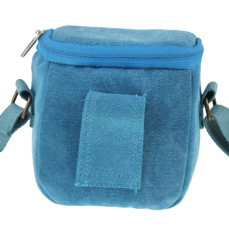 Portable Digital Camera Canvas Bag with Strap, Size: 13.5cm x 9cm x 14cm(Blue)